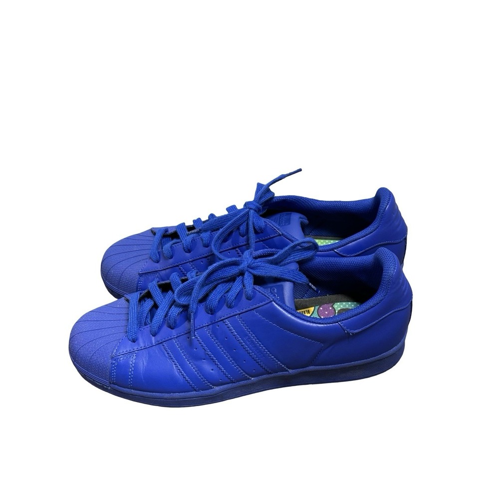 Adidas Pharrell Williams Superstar Men's 11.5 Blue Leather Athletic Shoes S41814